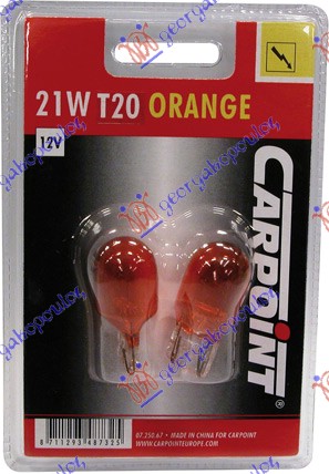 07.250.67 LAMP 12V 21W T20 YELLOW