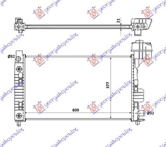 RADIATOR ALL MODELS MANUAL/AUTOMATIC (600x350)WITH WATER TANK (MAHLE BEHR)
