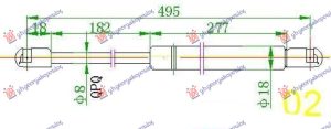 AMORTIZER GEPEK VRATA 00- (492L-470N)