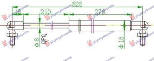AMORTIZER GEPEK VRATA KARAVAN 02- (527L-450N)
