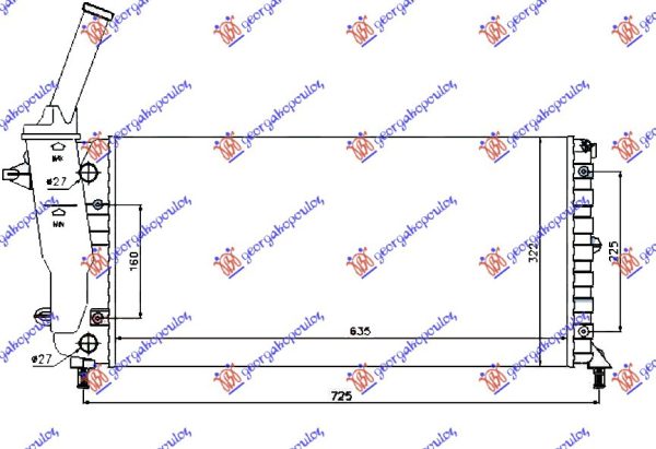 RADIATOR 1.2 8V/16V +/-AC 2000-2003 (635x325) (NRF)