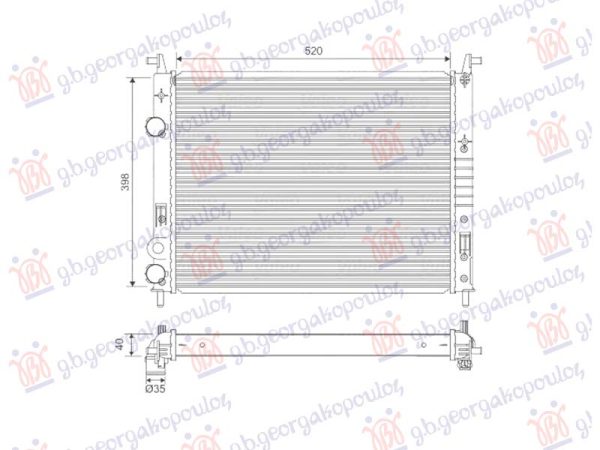 RADIATOR 1.9 DIESEL (520x378x42) 2000- (VALEO)