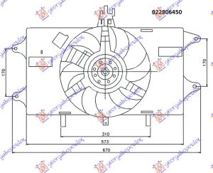 VENTILATOR KOMPLET (1.2 BENZIN) (-AC)