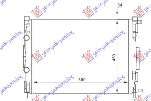 RADIATOR 1.6-2.0 PETROL - 1.5-1.9 DIESEL MANUAL/AUTOMATIC +/-AC (590x450x28 (MARELLI)