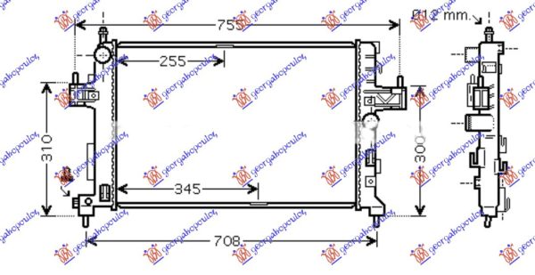 HLADNJAK MOTORA 1.3CDTi 1.7DTi DIZEL ( (600x350) (MAHLE BEHR)