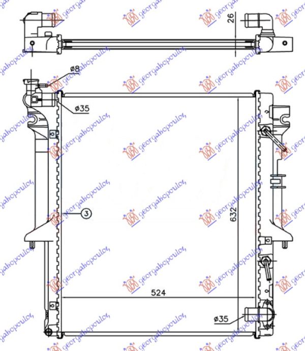 RADIATOR 2.5 T.D AUTOMATIC (525x635x26) (KOYO)