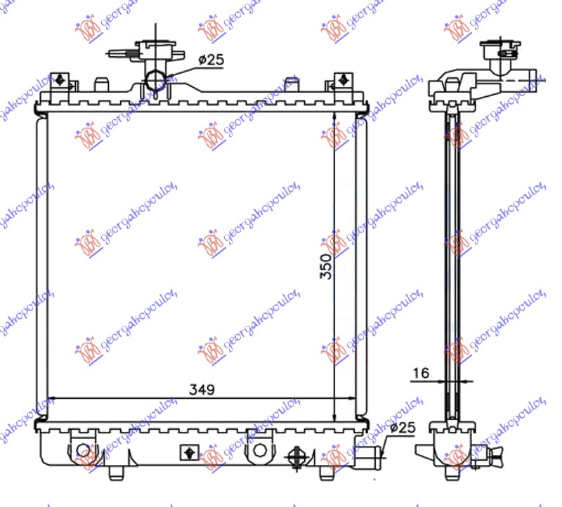 RADIATOR 1.0-1.2 PETROL (350x350) JAPAN (KOYO)