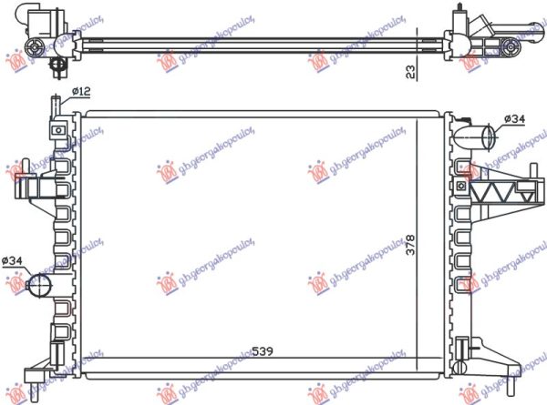 RADIATOR 1.4-1.8 MANUAL +/-AC (540x380) (DIAGONAL) (MAHLE-BEHR)