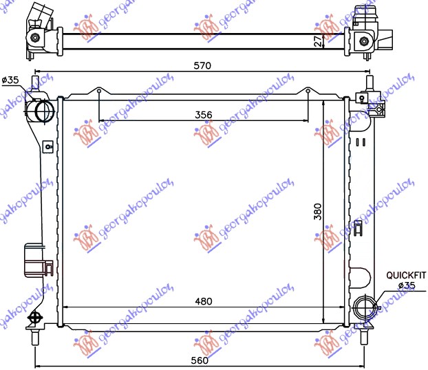 RADIATOR 1.4-1.6 CRDi MANUAL DIESEL -2010 (480x380x26) (KOYO)
