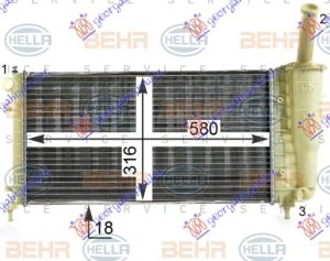 HLADNJAK MOTORA 1.2 8/16V (+/-AC) (580x317) (MAHLE BEHR)