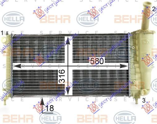 HLADNJAK MOTORA 1.2 8/16V (+/-AC) (580x317) (MAHLE BEHR)