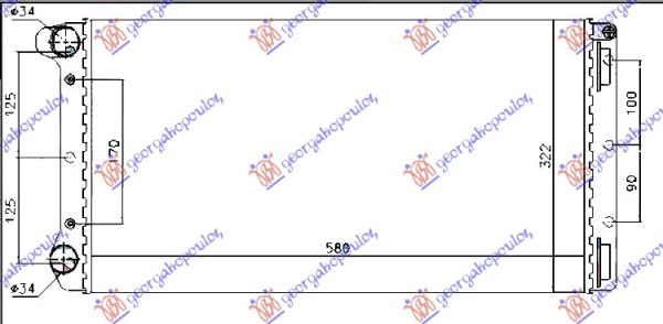 RADIATOR 1.9 DIESEL JTD (580x308x38) TYPE MARELLI (VALEO)