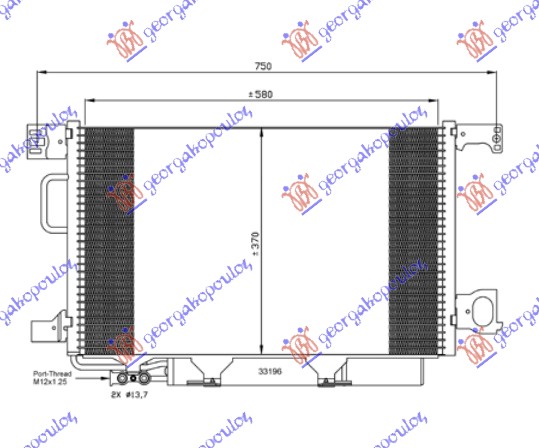 HLADNJAK KLIME BENZIN/DIZEL (590x375) VENTIL 12mm