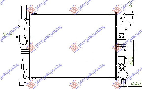 RADIATOR 4.3-5.0 PETROL AUTOMATIC (640x472x42) (MAHLE BEHR)