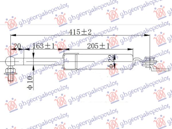 AMORTIZER GEPEK VRATA (415L-470N) LEVO