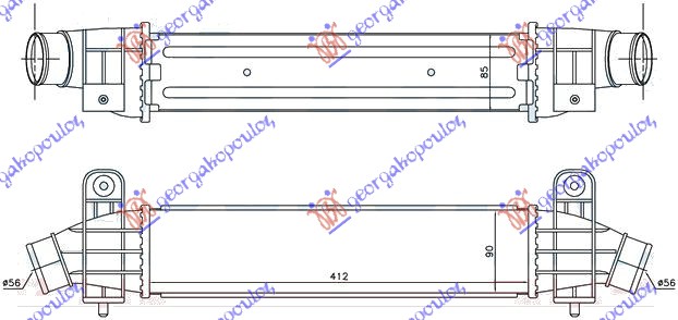HLADNJAK INTERKULERA 2.0-2.2 TDCi-TDDi (412x91x85)