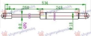 AMORTIZER GEPEK VRATA 5 VRATA (534.5L-585N)