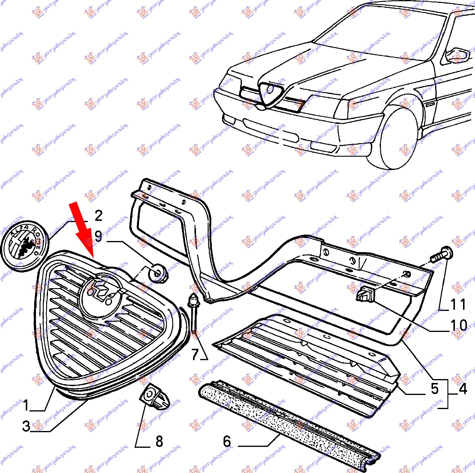 CENTRAL GRILLE I 1987-1993