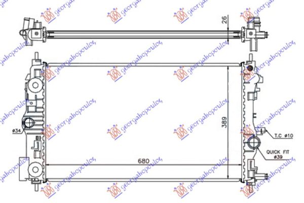 RADIATOR 1.4 TURBO (ENGINE A14NET-B14NET) PETROL MANUAL (680x390x26) (VALEO)