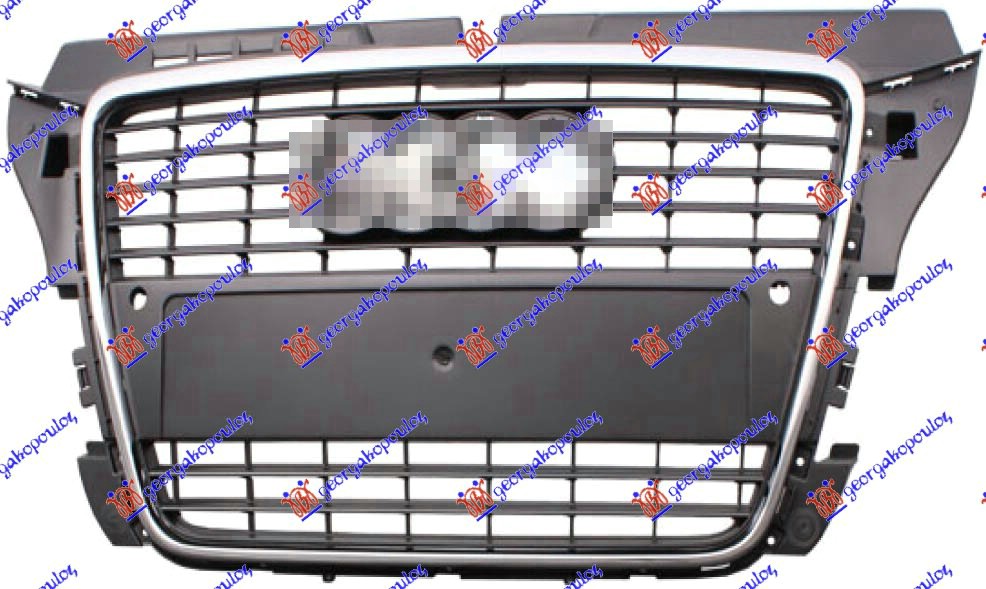 GRILLE (GREY) (W/CHROME FRAME) (W/LICENCE PLATE) (W/2 PDC HOLES)