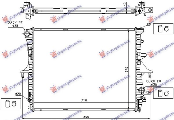 HLADNJAK MOTORA SVI MODELSI BENZIN/DIZEL (MAN/AUTO) (+/-AC) (71x55) (KOYO)