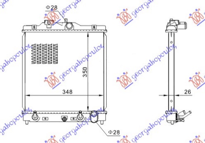 RADIATOR ALL MODELS PETROL AUTOMATIC (350x350x26) (KOYO)