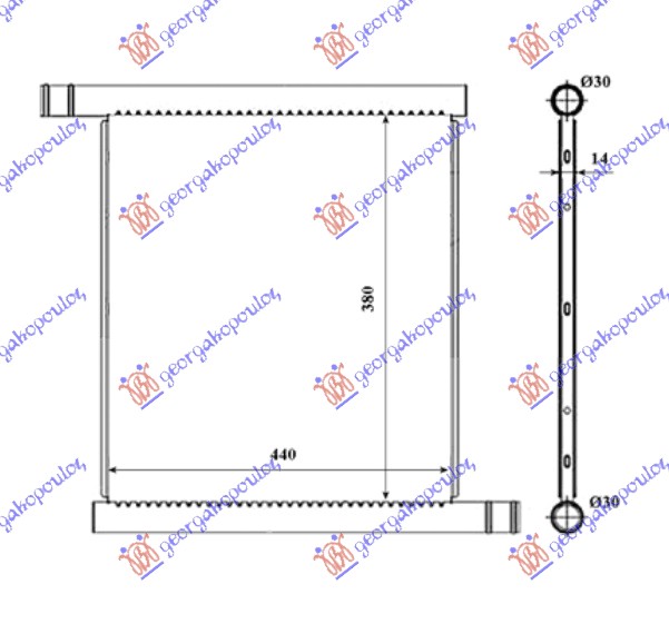 HLADNJAK MOTORA ZA SVE MODELE (440x380) (MAHLE BEHR PREMIUM LINE)