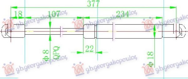 AMORTIZER GEPEK VRATA (377L-365N) (HOD 107mm)