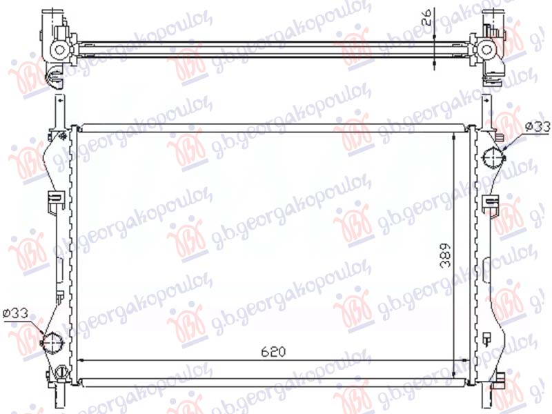 RADIATOR 2.4 DIESEL -AC (620x400x26) (NISSENS)