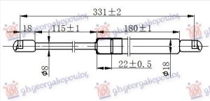 AMORTIZER GEPEK VRATA (CABRIO) (331L-520N)
