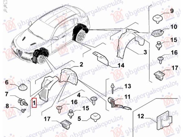 FRONT INNER PLASTIC FENDER (FRONT PART) (O)