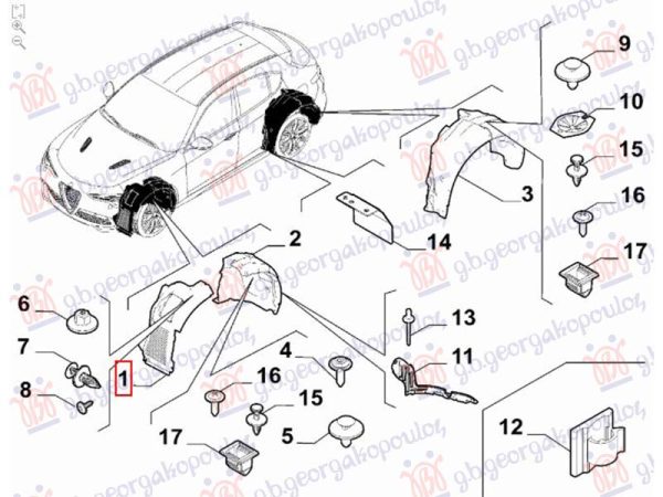 FRONT INNER PLASTIC FENDER (FRONT PART) (O)
