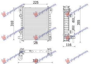 ADDITIONAL RADIATOR 2.0-2.9 PETROL (225x310x26) (MAHLE BEHR PREMIUM LINE)