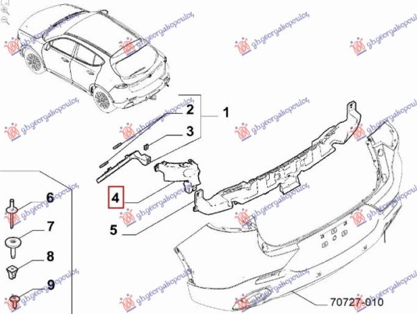 REAR BUMPER SIDE BRACKET PLASTIC (O)