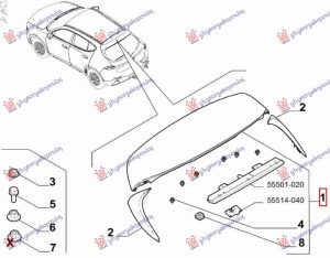 TAIL GATE UPPER SPOILER (W/THIRD BRAKE LAMP) (O)