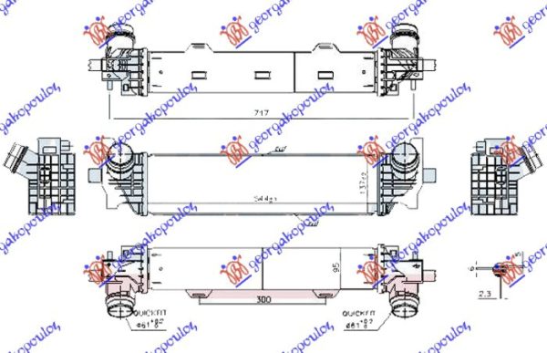 HLADNJAK INTERKULERA 2.0/3.0 DIZEL (544x137x95) (VALEO)