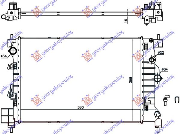 RADIATOR 1.6 PETROL MANUAL (580x400x16) (KOYO)