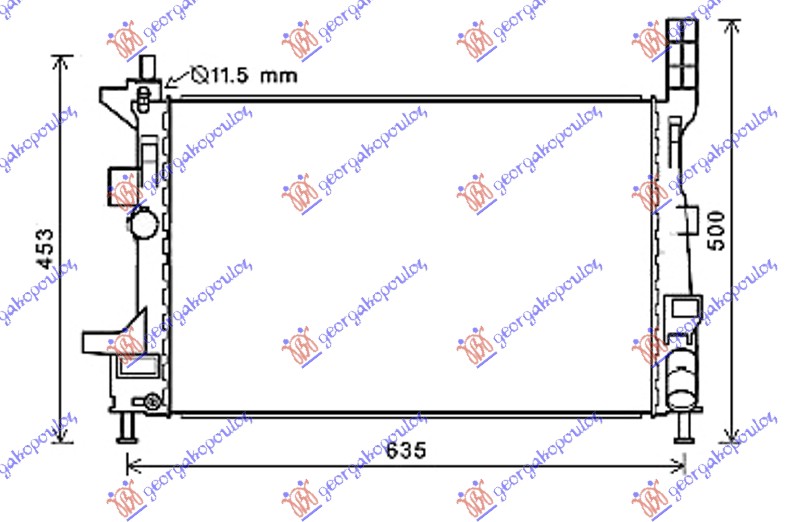 HLADNJAK MOTORA 1.5 TDCi ECOnetic DIZEL (MAN) (543x362x26) (KOYO)