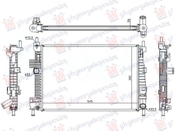 RADIATOR 1.6 TDCi DIESEL MANUAL (545x360x26) (KOYO)
