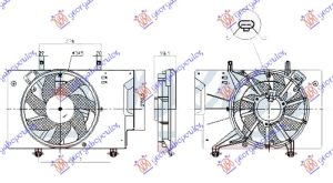 VENTILATOR KOMPLET (1.0 ECOBOOST BENZIN) (+AC) (345mm) (2+2 PIN) (NISSENS)