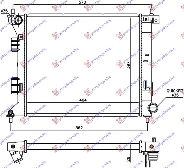 RADIATOR 1.6 T-GDI PETROL MANUAL (464x397x26) (KOYO)
