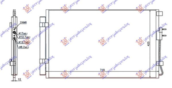 CONDENSER 2.4 16V-GDI - 3.3i PETROL (680x430x12) TYPE HALLA (KOYO)