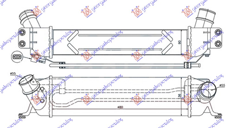 HLADNJAK INTERKULERA 2.5 TCi-CRDi DIZEL (480x135x90)
