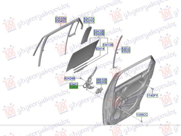 REAR WINDOW REGULATOR ELECTRICAL (W/O MOTOR) (O)