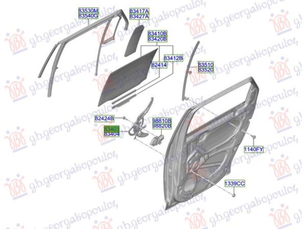 REAR WINDOW REGULATOR ELECTRICAL (W/O MOTOR) (O)