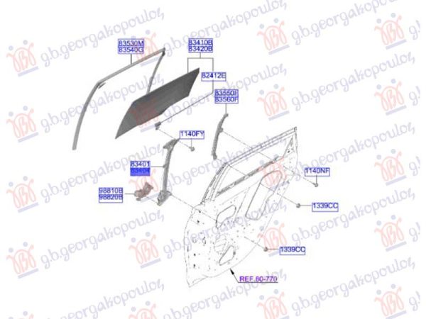 REAR WINDOW REGULATOR ELECTRICAL (W/O MOTOR) (O)