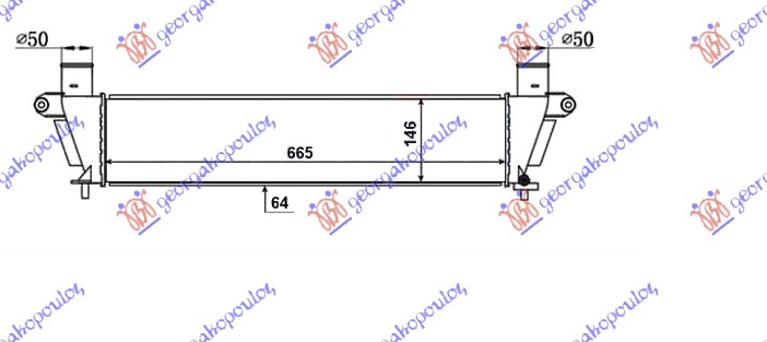 HLADNJAK INTERKULERA 2.5-3.0 TD (665x146x64)