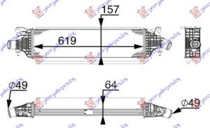 RADIATOR INTERCOOLER 2.2 D DIESEL (620X160X65) (MAHLE BEHR PREMIUM LINE)