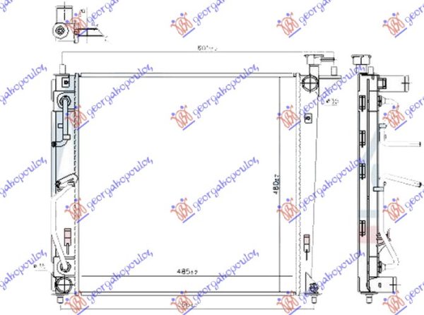 HLADNJAK MOTORA 1.7 CRDi DIZEL (AUTO) (480x480x18) (NISSENS)