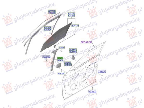 FRONT WINDOW REGULATOR ELECTRICAL (W/O MOTOR) (O)
